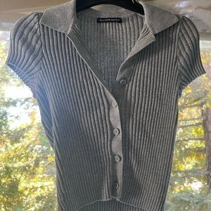 Grey brandy Melville button up t shirt with collar
